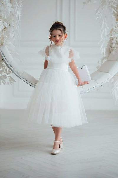 Lunella Grace Dress - White Tulle Girls Special Occasion Dress