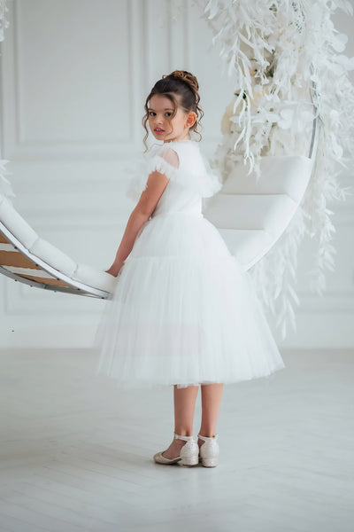 Lunella Grace Dress - White Tulle Girls Special Occasion Dress