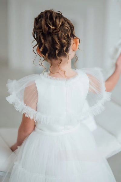Lunella Grace Dress - White Tulle Girls Special Occasion Dress