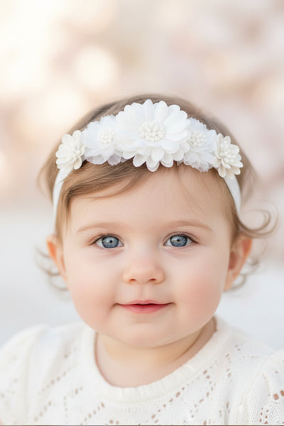 Baby Floral Headband for Christening & Special Occasion