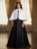 Girls Celestine Marabou Satin Cape in White
