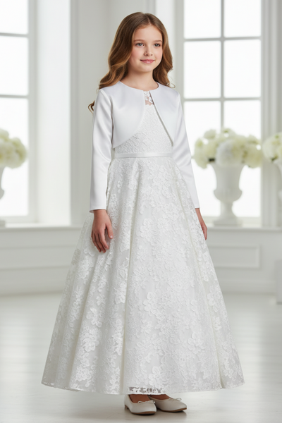 Girls Long Sleeve Satin Bolero Jacket | Special Occasion