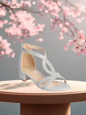 Girls Sparkle Dress Sandals – Rose Gold & Silver | Party Shoes