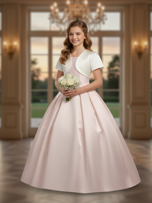 Girls Short Sleeve Satin Bolero Jacket | Communion