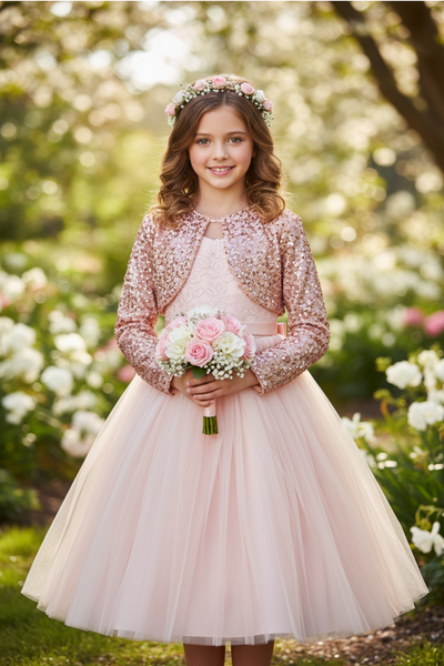 Girls Celestique Sequin Velvet Bolero Jacket