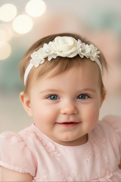 Baby Floral Headband Christening Baptism Accessory