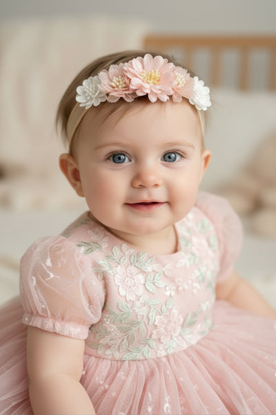 Baby Floral Headband for Christening & Special Occasion