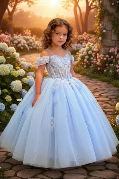 Butterfly Tulle Pageant Dress - Meera Girls Formal Gown