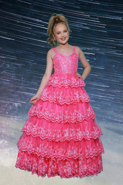 Aliana Lilac Tiered Pageant Dress – 2Cute Ruffle Glitter Ball Gown
