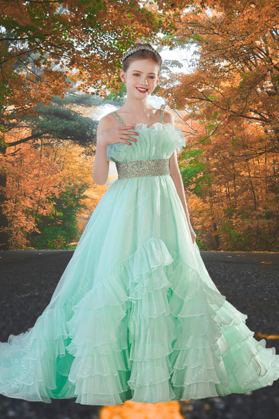 Tiffany Ruffle Ball Gown - Brydealo Couture Pageant Dress