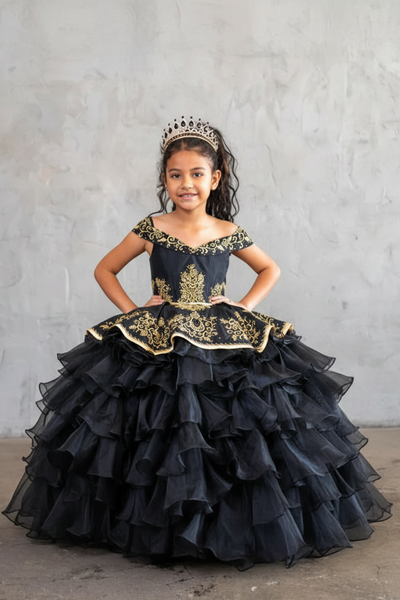 Annalisa Girls Off the Shoulder Floor Length Pageant Dress