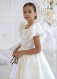 Arabella Luxe Bow Dress - Ivory Puff Sleeve Special Occasion