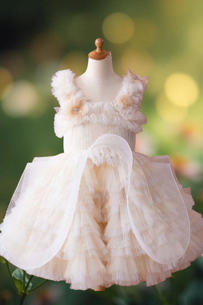 Elowen Ivory Haute Couture Ruffle Girls Pageant Dress – Brydealo Couture