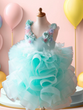 Isla Aqua Ruffle Girls Pageant Dress – Brydealo Couture