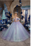 Custom Mint Lilac Princess Gown – Luxury Couture for Kids