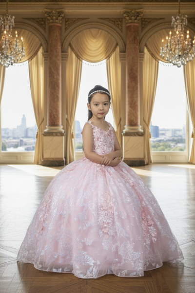 Aurelia Blush Pink Girls Pageant Dress - Princess Collection