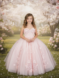 Girls Glitter Tulle Corset Pageant Ballgown