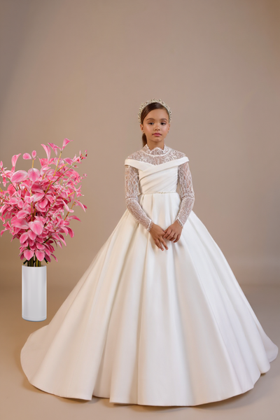 White Lace Communion Dress | Pentelei Couture Gown