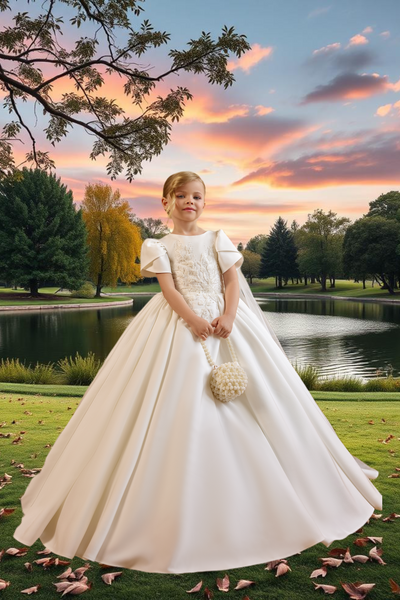 Elara White Communion Dress | Pentelei Couture