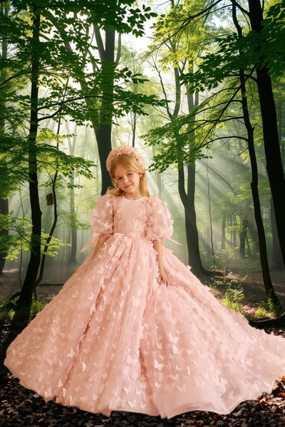 Elara Bloom | Pentelei Couture Pink Butterfly Dress