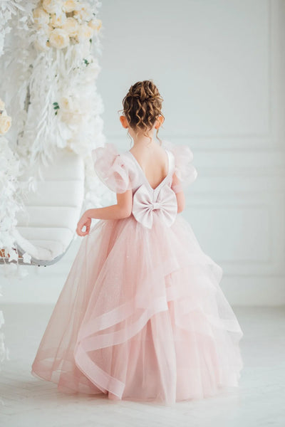Hadlee Blush Ruffle Gown – Girls Pageant & Special Occasion