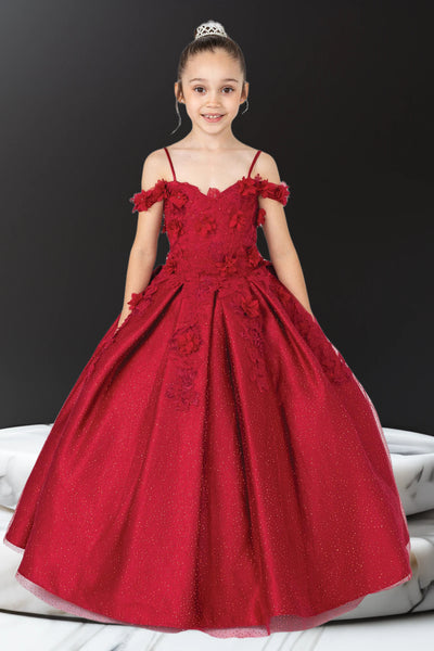 Camellia Ruby Bloom Gown – Burgundy Dress for Flower Girls & Parties