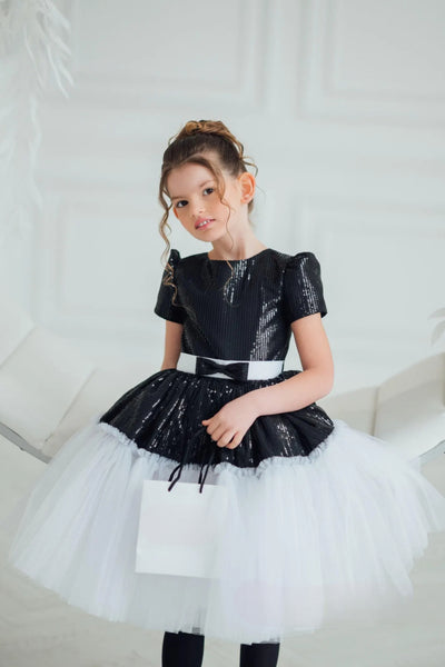 Tinsley Black Sequin & White Tulle Party Dress – Pageant & Birthday