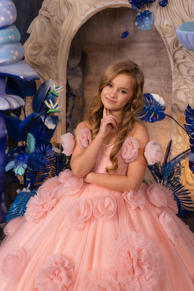 Zarina Peach Girls Pageant Dress – Fashion Couture Gown