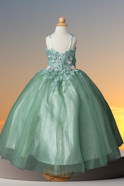 Ophelia 3D Floral Embroidered Flower Girl Dress - Elegant Occasion Dresses