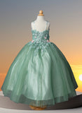 Ophelia 3D Floral Embroidered Flower Girl Dress - Elegant Occasion Dresses