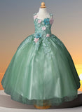 Ophelia 3D Floral Embroidered Flower Girl Dress - Elegant Occasion Dresses