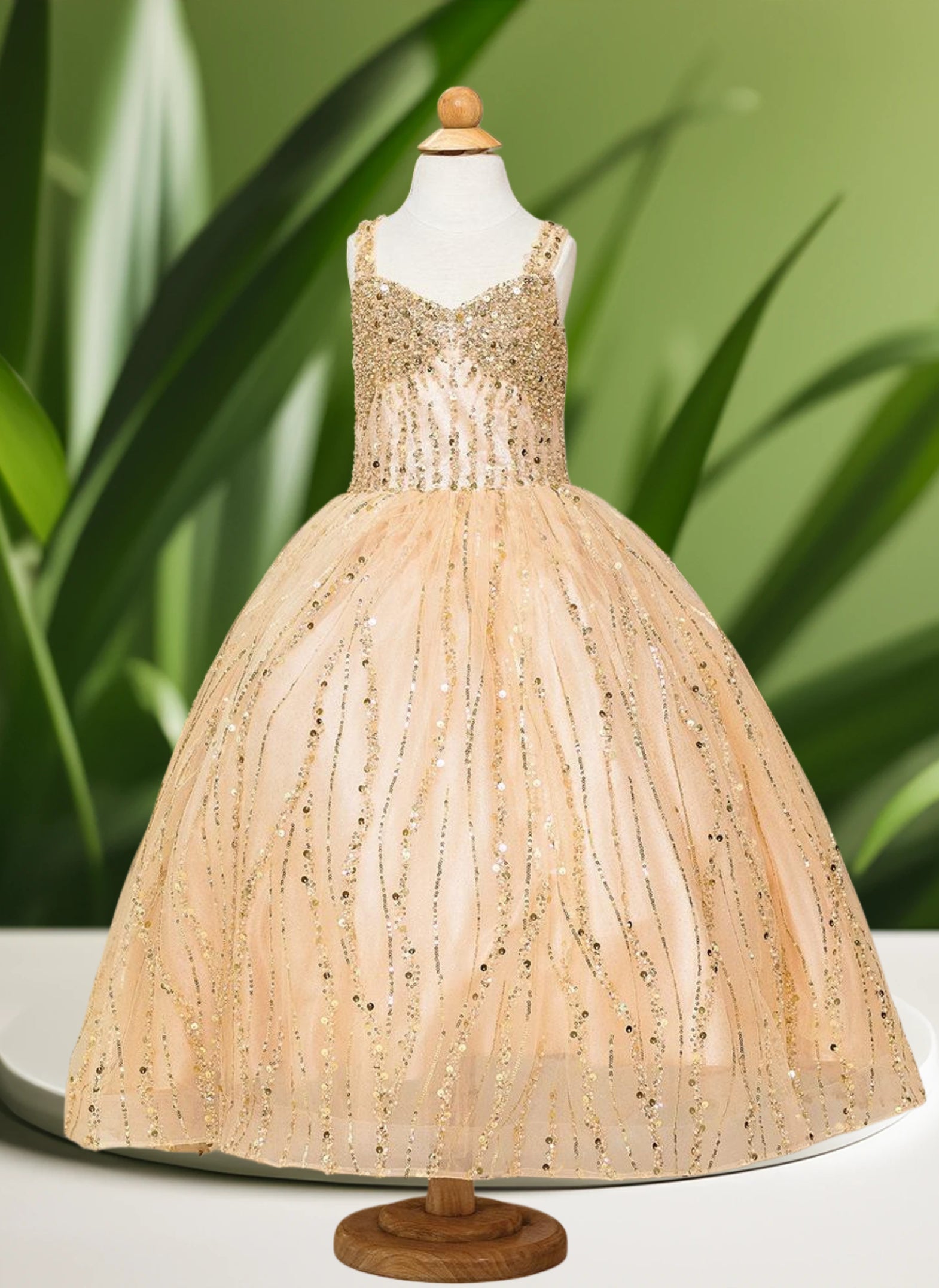 knee length dresses for ladies Luxury Elegant Pink Flower Girl Dress Bow Sequined J148 – DreamyVow main image 0