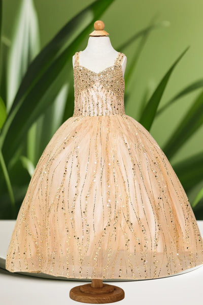 Maribelle Sparkle Ball Gown – Gold, Red & Rose Gold Party Dress