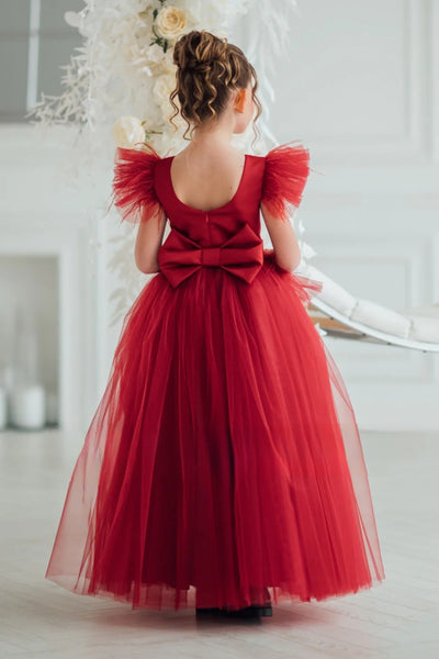 Valentina Crimson Couture Gown – Red Tulle Girls Special Occasion Dress