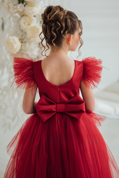 Valentina Crimson Couture Gown – Red Tulle Girls Special Occasion Dress