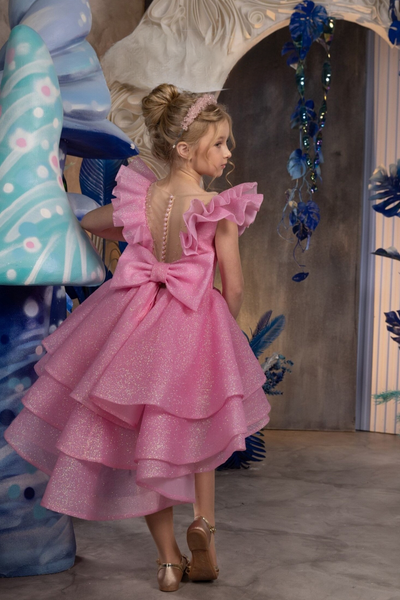 Seraphina Blossom Gown | Couture Pink Hi-Lo Girls Dress