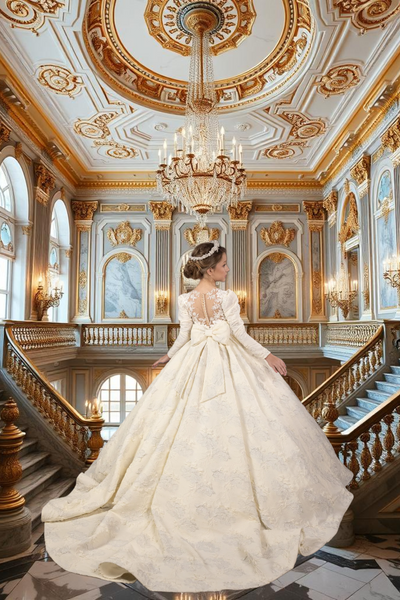 Anastelle Ivory Brocade Gown | Fashion Couture