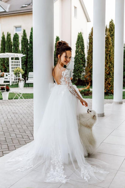 Elowara Grace  Communion Dress Lace Pageant Flower Girl Gown