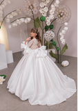 Ivory Girls Couture Pageant Communion Gown | Flower Girl Ball Dress