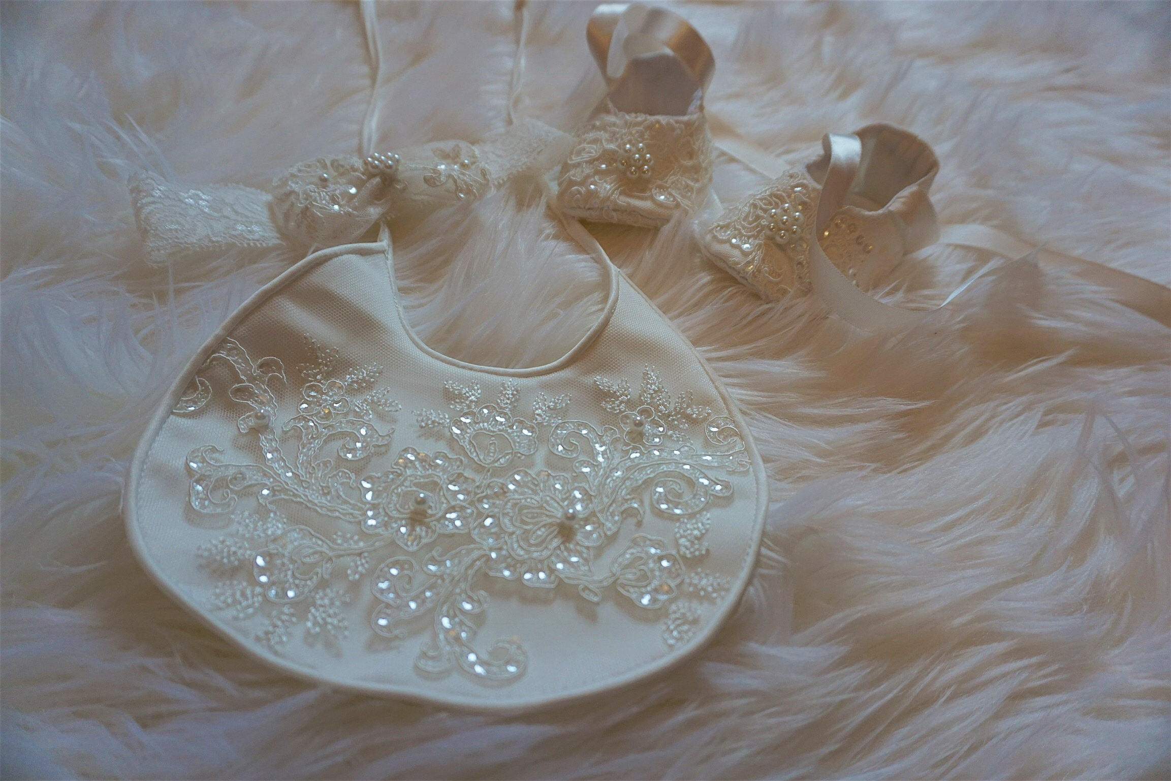 Couture Baby Baptismal Gown In Luxurious  Alencon Lace