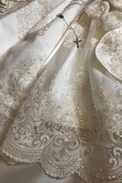 Couture Baby Baptismal Gown In Luxurious  Alencon Lace