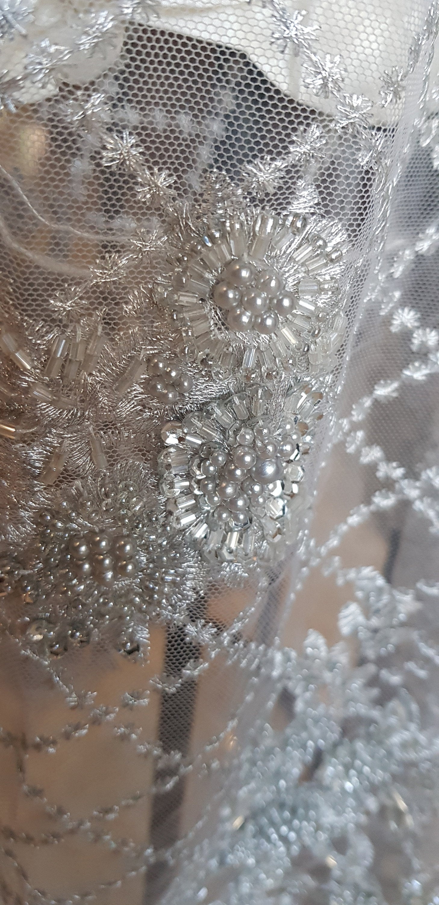 Breathtaking Satin Lace Beaded Couture Baby Baptismal Gown 