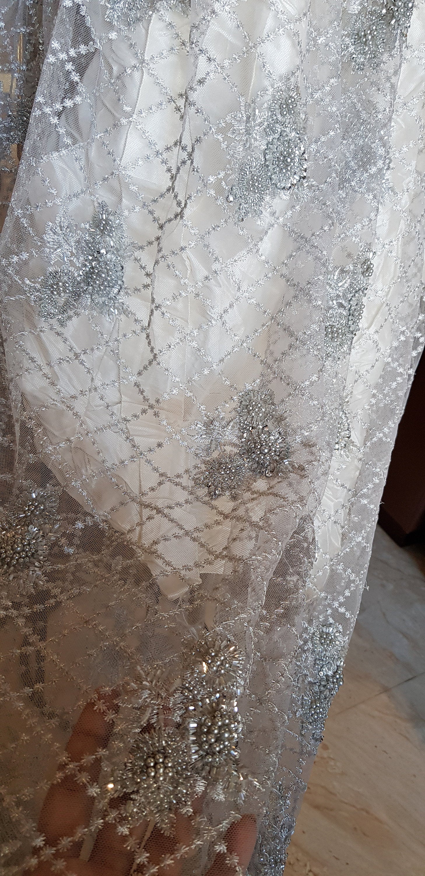 Breathtaking Satin Lace Beaded Couture Baby Baptismal Gown 