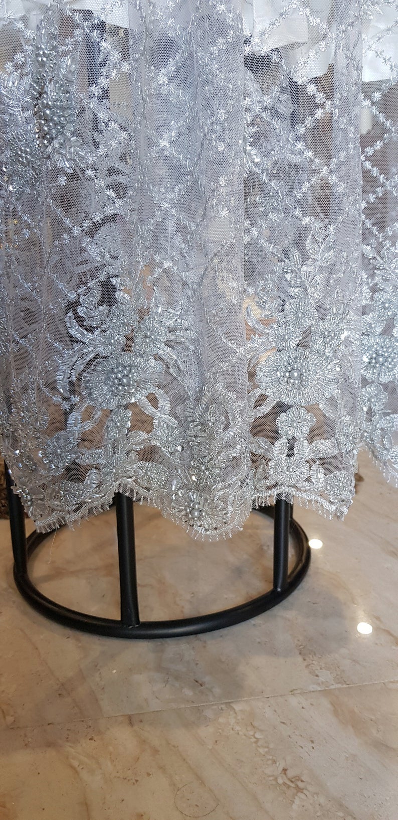 Breathtaking Satin Lace Beaded Couture Baby Baptismal Gown 