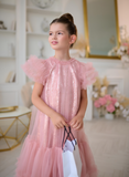 Isolde Blush Sequin Gown | Couture Girls Party Dress