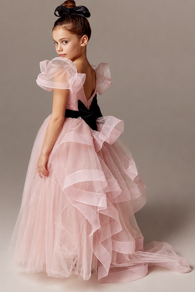 Viviene Girls Ruffled Pageant Dress | Blush Kids