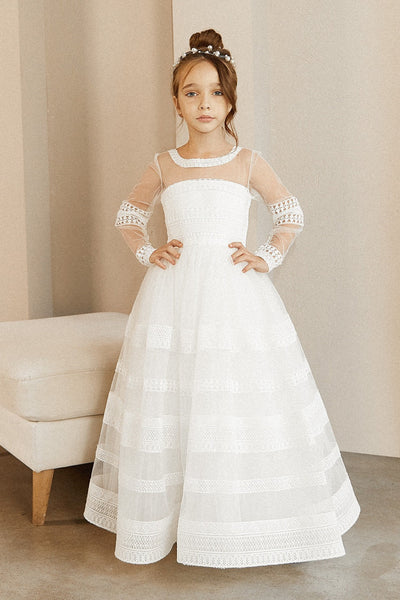 Bohemian White Communion Dress - Sarai Girls Special Occasion Dress