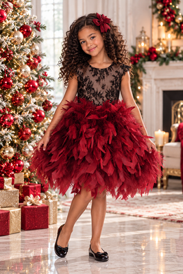 Girls Holiday & Pageant Feather Dress | Signature Designer