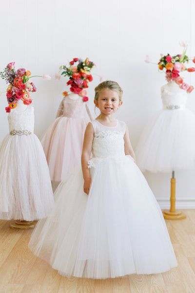 Amalee Couture Embroidered 1st Communion Flower Girl Dress  in White