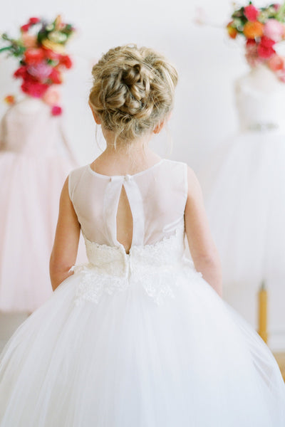 Amalee Couture Embroidered 1st Communion Flower Girl Dress  in White
